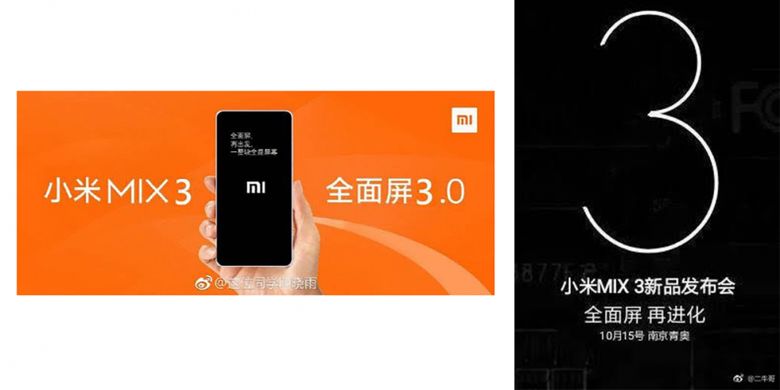 Bocoran poster dari Weibo yang memuat tanggal peluncuran Xiaomi Mi Mix 3.