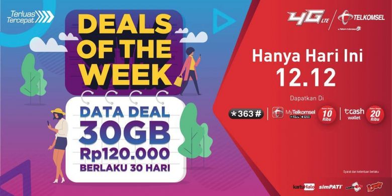 Telkomsel menawarkan paket data 30 GB dengan harga Rp 120.000