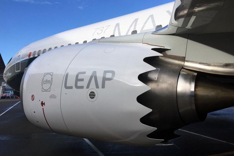 Ujung mesin CFM LEAP-1B di pesawat B737 MAX didesain bergerigi untuk mengurangi suara bising yang keluar dari mesin pesawat.
