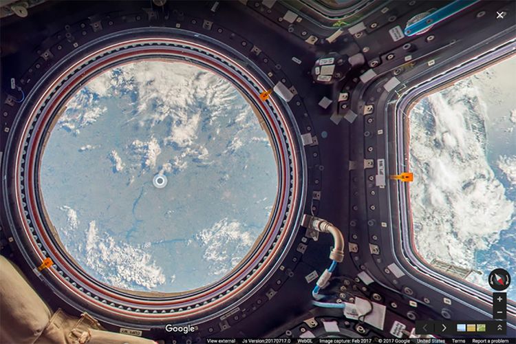 Salah satu sudut International Space Station yang bisa dikunjungi dengan Google Street View.