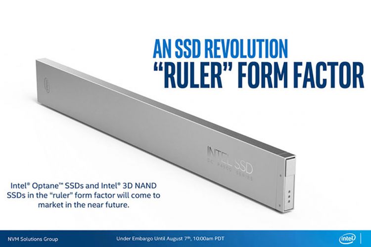 Perangkat SSD berbentuk mirip penggaris dari Intel.