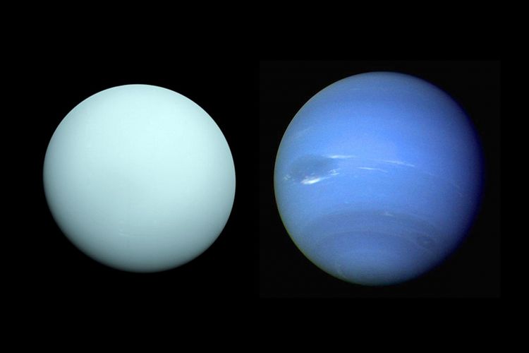 Uranus (kiri) dan Neptunus (kanan)