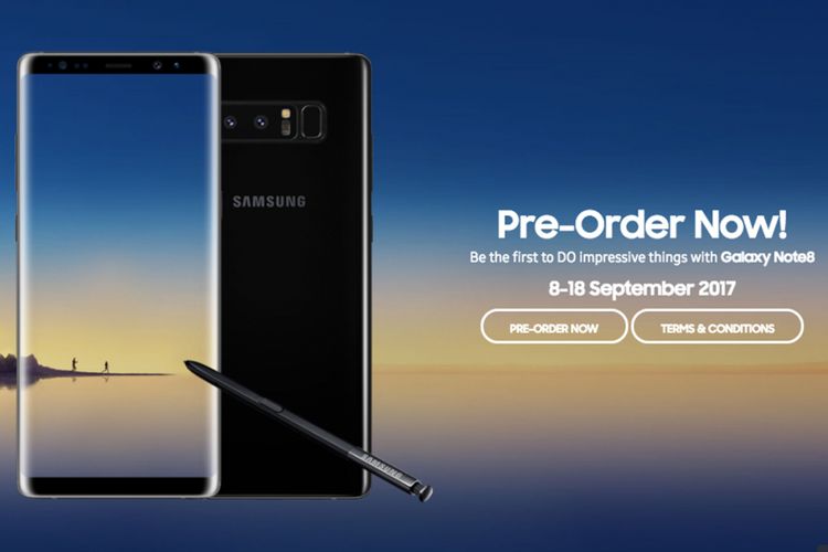 Tampilan laman Galaxy Launch Pack untuk pemesanan Galaxy Note 8 di Indonesia.