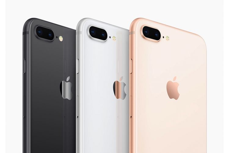 iPhone 8 Plus dalam variasi warna space gray, silver dan gold