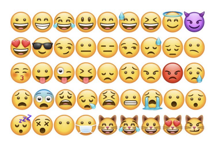 Contoh-contoh emoji baru hasil rancangan WhatsApp.