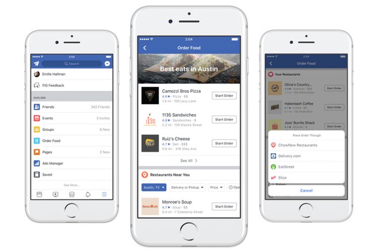 Fitur pemesanan makanan di Facebook.