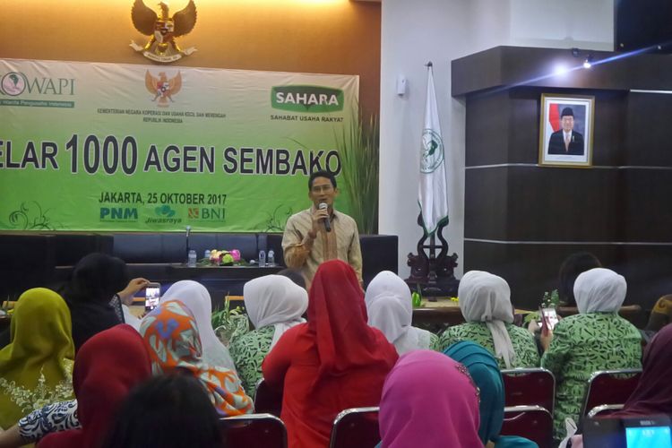 Wakil Gubernur DKI Jakarta Sandiaga Uno di Kementerian Koperasi dan UKM, Rabu (25/10/2017). 