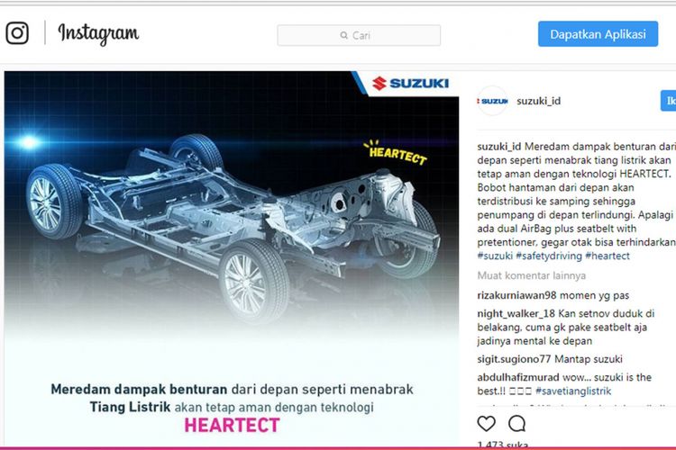 Cuitan Suzuki soal safety feature di kendaraannya menyinggung kecelakaan yang dialami Setya Novanto dan Toyota Fortuner.