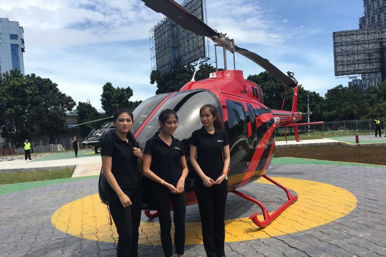 PT Whitesky Aviation meluncurkan helikopter yang bisa menjadi moda transportasi antar kota yakni Helicity, di Wisma Aldiron, Pancoran, Jakarta Selatan, Senin (4/12/2017). 