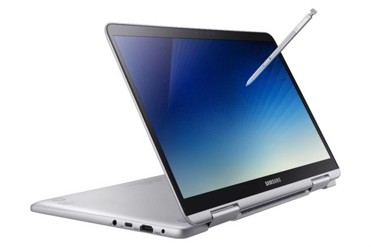 Laptop convertible Samsung Notebook 9 Pen yang dibekali layar sentuh dan stylus.