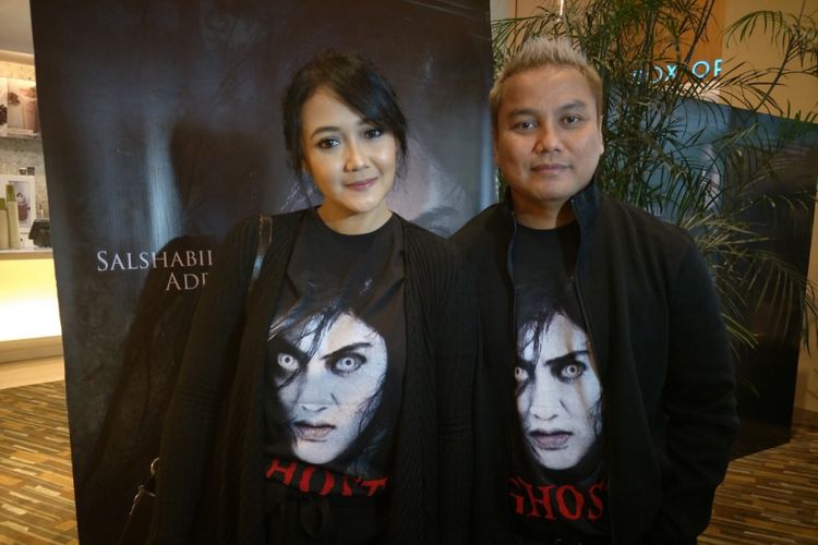 Rheina Ipeh dan suaminya, sutradara Findo Purwono HW, dalam wawancara di sela press screeming film Ghost di XXI Epicentrum, Jakarta Selatan, Senin (22/1/2018) sore.