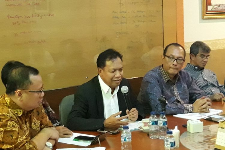 Konferensi pers awal tahun Gabungan Pengusaha Kelapa Sawit Indonesia (GAPKI) di Jakarta, Selasa (30/1/2018).