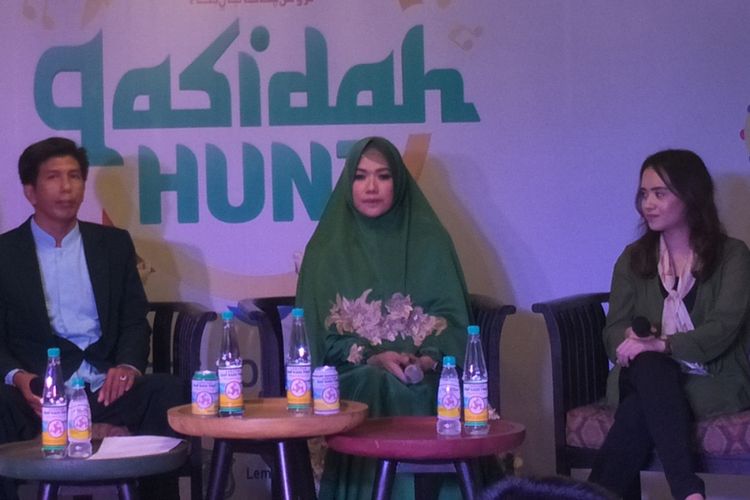 Lucky Resha dalam konferensi pers Qasidah Hunt di Al Jazeerah Signature, Menteng, Jakarta Pusat, Rabu (28/2/2018). 