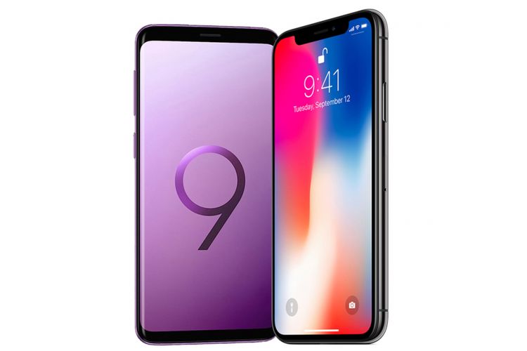 Galaxy S9 (kiri) dan iPhone X