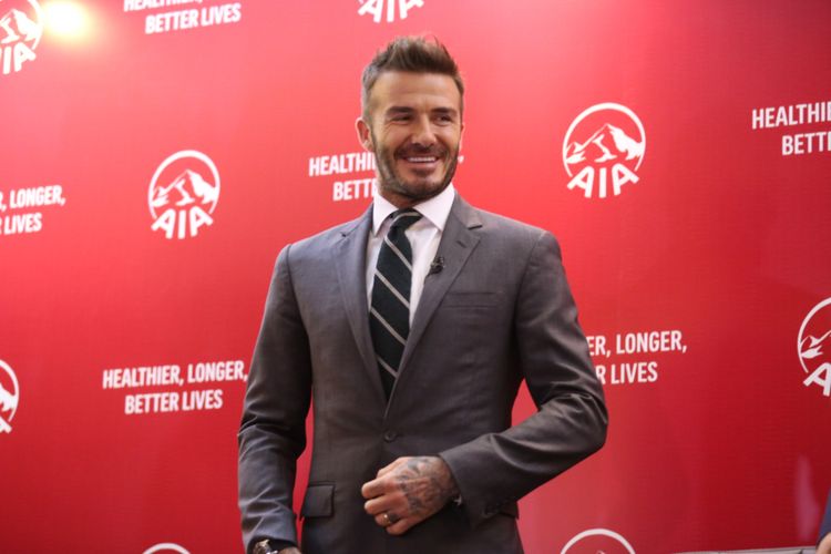 AIA Global Ambassador David Beckham saat di acara Temu Media AIA di Hotel Raffles, Kuningan, Jakarta, Selasa (26/03/2018). AIA dan David Beckham mengajak masyarakat Indonesia until hidup lebih sehat, lebih lama, lebih baik dengan kampanye Whats Your Why.