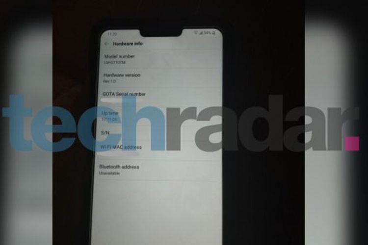 Bocoran foto LG G7 ThinQ. Ada bagian poni di sisi atas layar.
