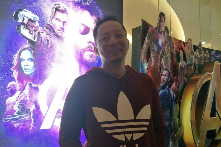 Ringgo Agus Rahman diabadikan di sela screening film Avengers: Infinity War di XXI Kota Kasablanka, Jakarta Selatan, Selasa (24/4/2018) malam.