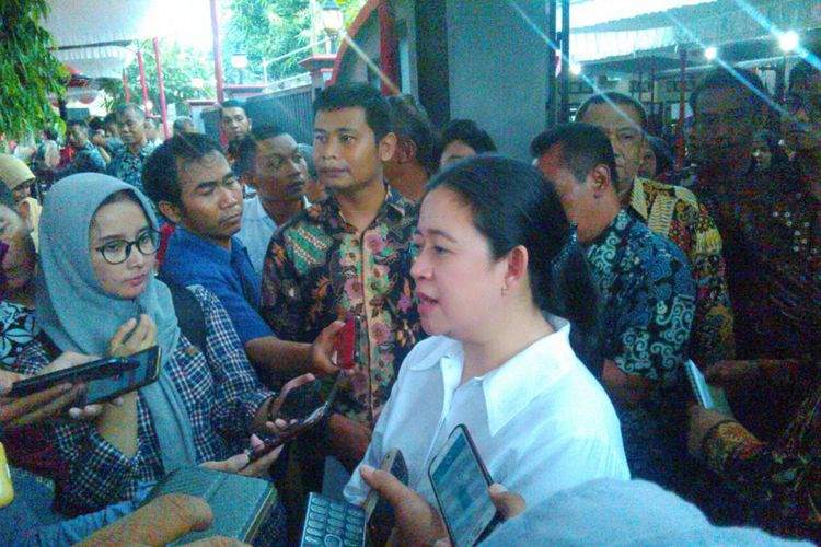 Menteri Koordinator Bidang Pembangunan Manusia dan Kebudayaan (Menko PMK) Puan Maharani di Kabupaten Sukoharjo, Jawa Tengah, Kamis (24/5/2018).