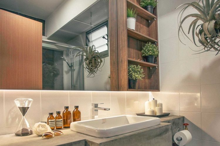 Dekorasi kamar mandi RD residence di Singapura karya HelloEmbryo.