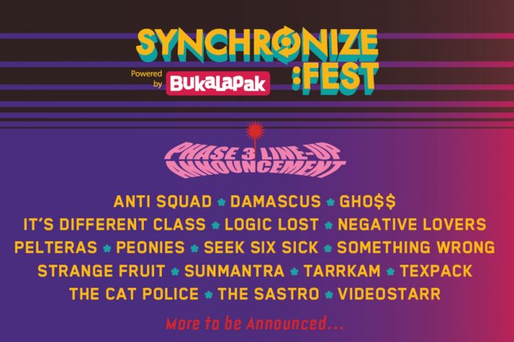 Daftar penampil atau line up fase ketiga Synchronize Fest 2018