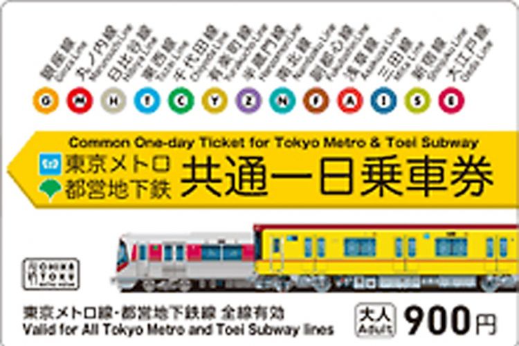 The Common One-Day Ticket untuk Tokyo Metro dan Toei Subway 