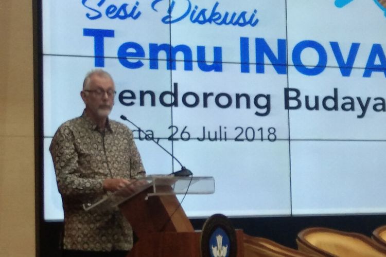 Mark Heyward, Direktur Program INOVASI (Inovasi untuk Anak Sekolah Indonesia) dalam acara Temu INOVASI di Jakarta (26/7/2018).