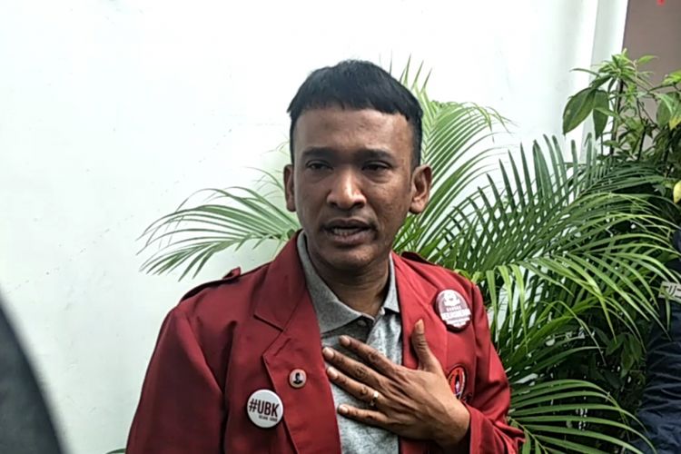 Ruben Onsu saat ditemui setelah menjalani ujian di Universitas Bung Karno, Jakarta Pusat, Senin (6/8/2018).