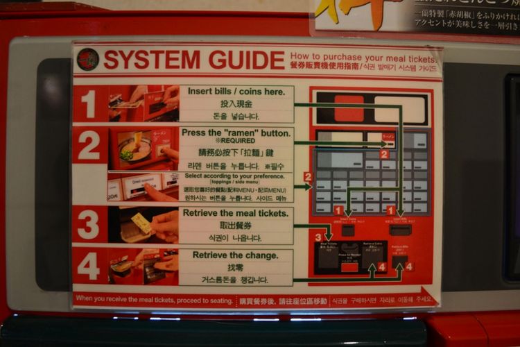 Penjelasan tersebut ditulis dalam Bahasa Inggris, China, dan Korea. 
