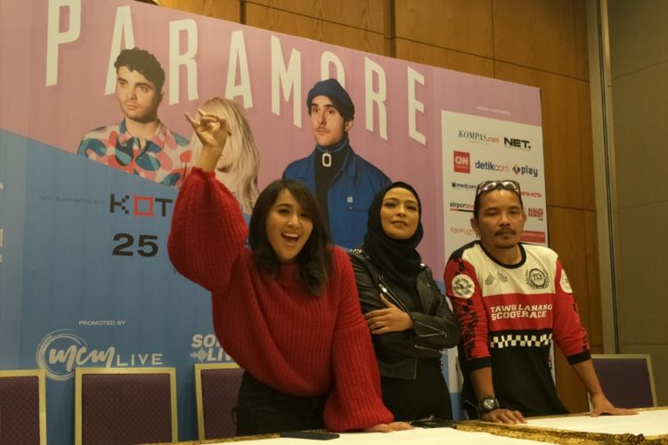 Grup band KotaK menghadiri konferensi pers konser Paramore di ICE BSD City, Tangerang, Jumat (24/8/2018). 