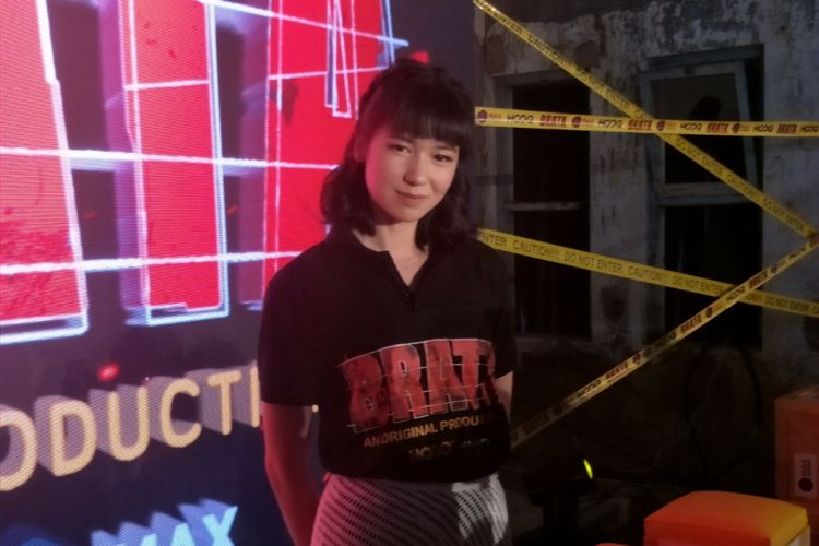Laura Basuki di sela konferensi pers web series kriminal berjudil Brata di kawasan Kota Tua, Jakarta Barat, Kamis (6/9/2018)