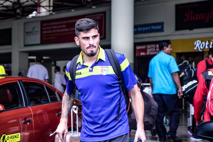 Striker Mitra Kukar Fernando Rodriguez Ortega tiba di Surabaya, Kamis (20/9/2018).