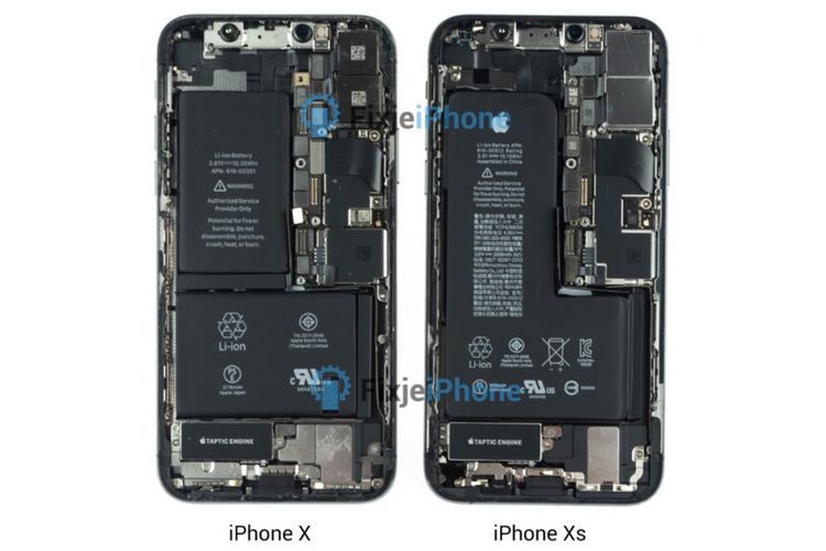 Baterai baru iPhone XS dibandingkan dengan iPhone X