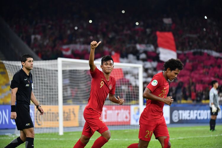 Sutan Zico merayakan gol Timnas U-16 Indonesia ke gawang Vietnam pada pertandingan Piala Asia U-16 2018 di Stadion Bukit Jalil, 24 September 2018. 