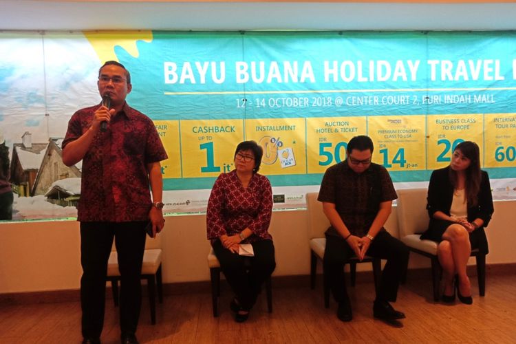 Konfrensi Pers Bayu Buana Travel Fair 2018, di Menteng, Jakarta, Senin (8/10/2018).