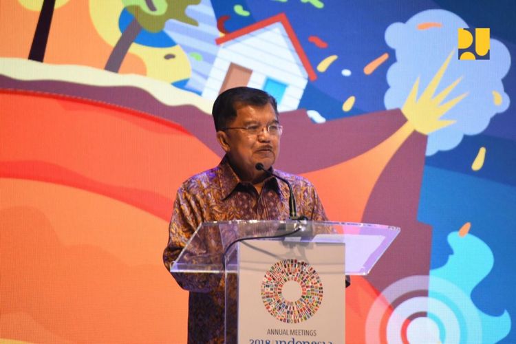 Wakil Presiden Jusuf Kalla dalam acara High Level Dialogue on Disaster Risk Financing and Insuring (DRFI) in Indonesia : The National Strategy to Build Fiscal Resilience.
