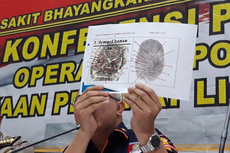 Identitas korban atas nama Hizkia Jorry Saroinsong yabg teridentifikasi lewat sidik jari, Jumat (2/11/2018)