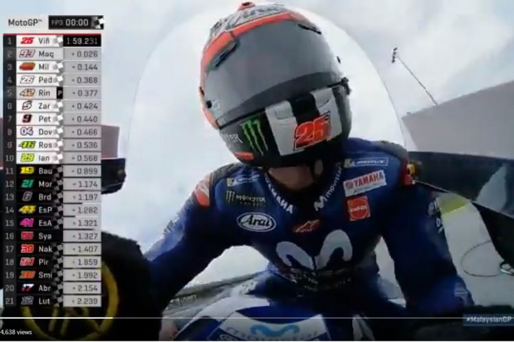 Vinales tercepat di FP3 GP Malaysia.