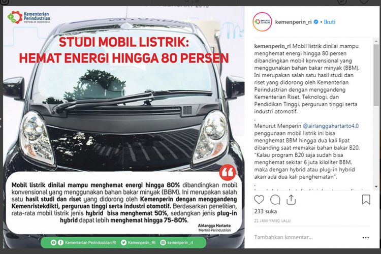 Studi mobil listrik, hemat energi hingga 80 persen.