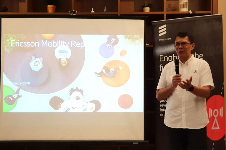 Ronni Nurmal, VP Network Services Ericsson Indonesia, dalam acara pemaparan Ericsson Mobility Review di Jakarta, Kamis (20/12/2018).