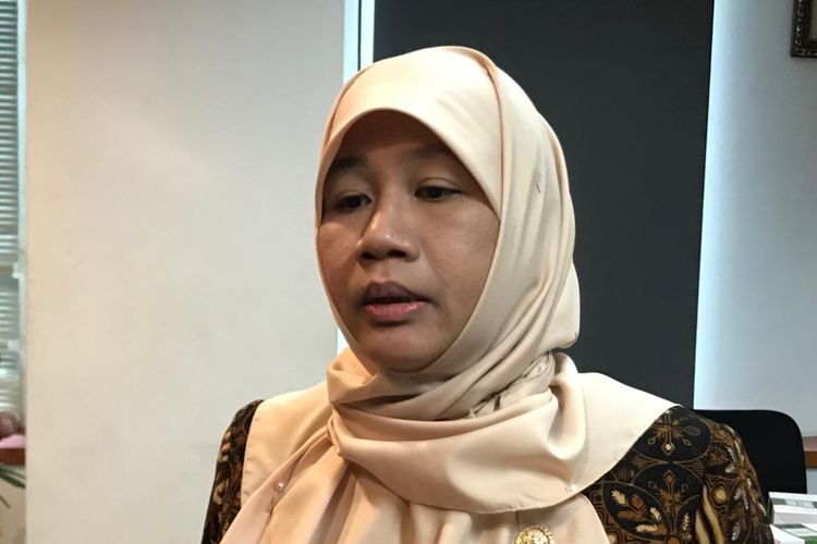Ketua Bidang Pengawasan Hakim dan Investigasi KY Sukma Violetta dalam konferensi pers terkait laporan kinerja KY RI pada tahun 2018, di Gedung KY, Jakarta Pusat, Senin (31/12/2018). 