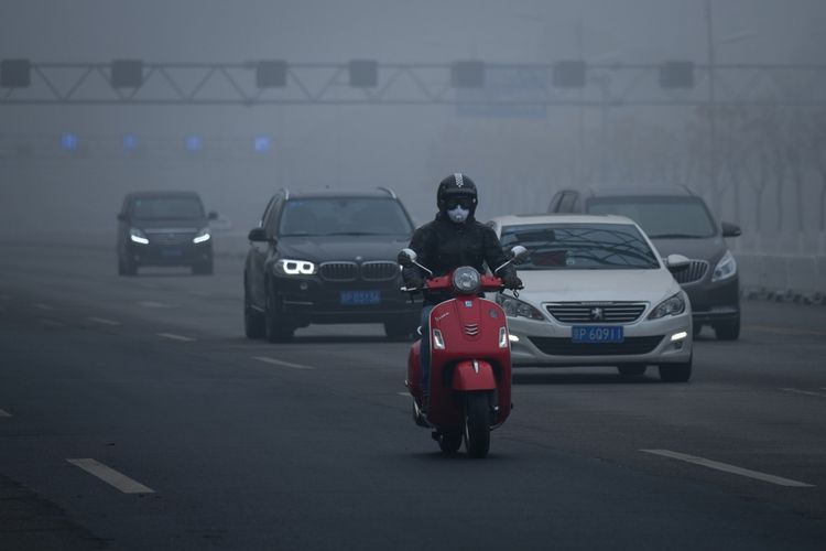 Kondisi lalu lintas di Beijing, China, pada 14 November 2018.