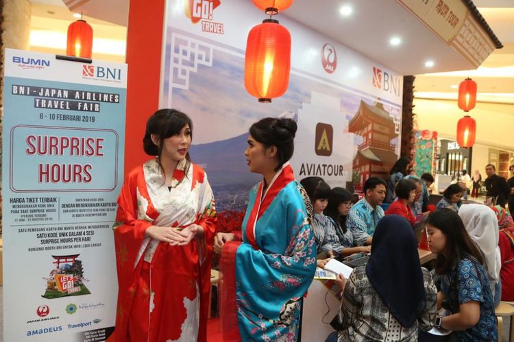 BNI-Japan Airlines Travel Fair 2019 digelar di Grand Atrium Kota Kasablanka, Jakarta Selatan mulai Jumat hingga Minggu (10/12/2019).