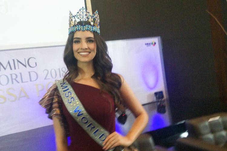 Miss World 2018 Vanessa Ponce saat ditemui di jumpa pers Malam Puncak Penobatan Miss Indonesia 2019 di MNC Studios, Kebon Jeruk, Jakarta Barat, Kamis (14/2/2019).