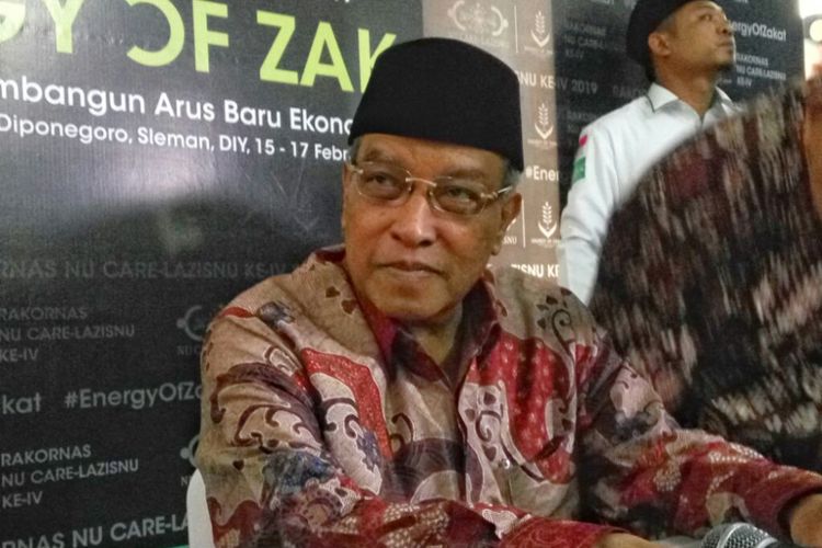 Ketua Umum Pengurus Besar Nahdlatul Ulama (PBNU) KH Said Aqil Siradj saat jumpa pers usai  acara Rakornas ke-IV NU Care-Lazisnu di Ponpes Pangeran Diponegoro, Sleman, Jumat (15/02/2019)