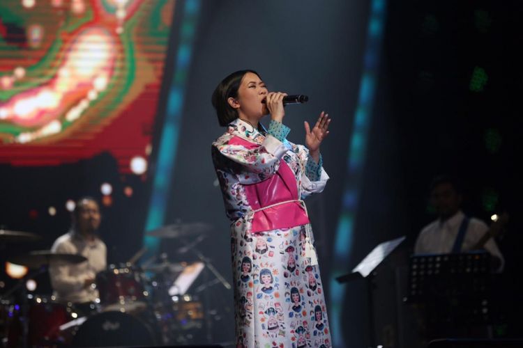 Radhini di panggung BNI Music Project with Ron King Horn Section dalam Java Jazz Festival hari kedua di JIExpo Kemayoran, Jakarta Pusat, Sabtu (2/3/2019).