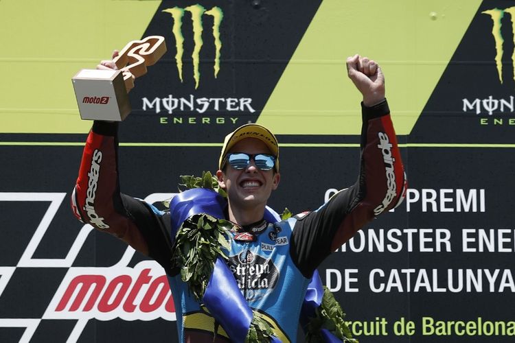 Pebalap Alex Marquez berhasil memenangi balapan Moto2 di Srikuit Catalunya, Minggu (16/6/2019).
