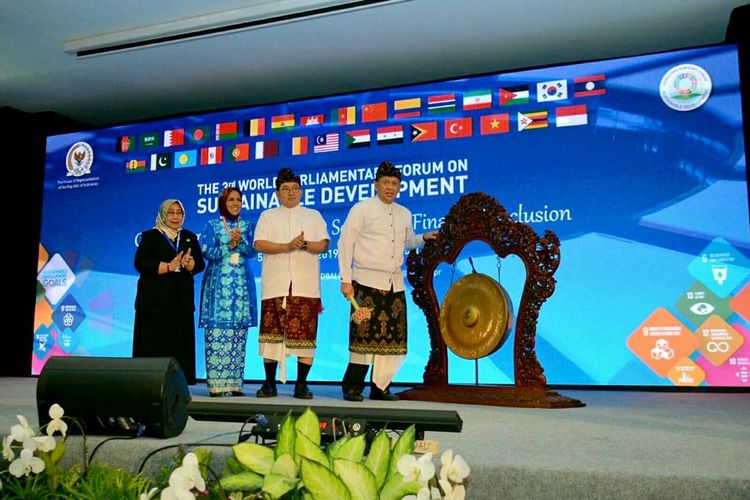 Ketua DPR RI Bambang Soesatyo saat membuka 3rd World Parliamentary Forum on Sustainable Development (WPFSD ke-3), di Bali, Rabu (4/9/19).