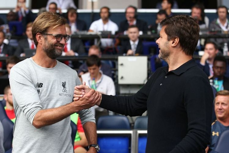 Juergen Klopp dan Mauricio Pochettino, Kamis (9/5/2019)