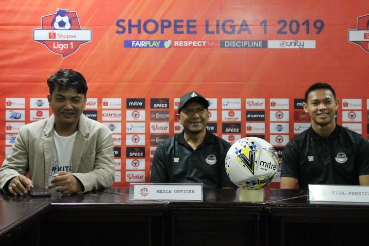 Tim PS Tira Persikabo saat jumpa pers jelang pertandingan melawan Semen Padang,  Minggu (7/7/2019) 