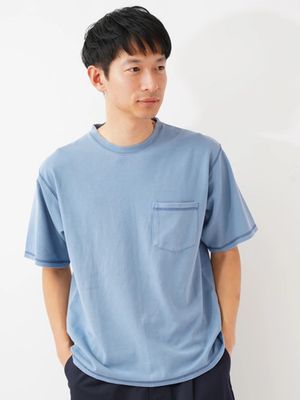 Three punch needle stitch pigment T-shirt /koe 